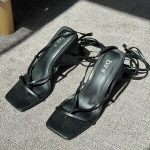 Bar III Black Strappy Heels